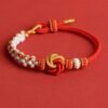 曼陀罗1 ❤️Mandala Peach Blossom Knot Bracelet – Handmade Red & Gold