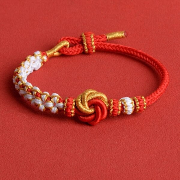 曼陀罗1 ❤️Mandala Peach Blossom Knot Bracelet – Handmade Red & Gold