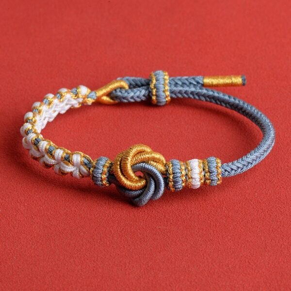 Mandala Peach Blossom Knot Bracelet – Haze Blue & Gold