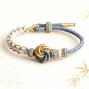 Mandala Peach Blossom Knot Bracelet – Haze Blue & Gold