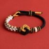 Mandala Peach Blossom Knot Bracelet – Black, Gold & White