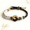 Mandala Peach Blossom Knot Bracelet – Black, Gold & White