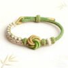 Mandala Peach Blossom Knot Bracelet – Green, White & Gold