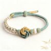 Mandala Peach Blossom Knot Bracelet – Mint Green & Gold