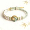 Mandala Peach Blossom Knot Bracelet – Sage Green Edition