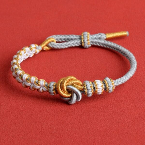 Mandala Peach Blossom Knot Bracelet – Silver Grey & Gold