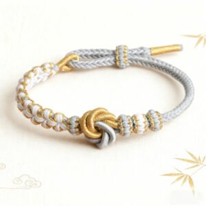 曼陀罗9。1 Mandala Peach Blossom Knot Bracelet – Silver Grey & Gold