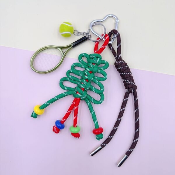 圣诞节包挂miu系4 ✨Christmas Lucky Knot Keychain – Handmade Paracord Bag Charm🎄