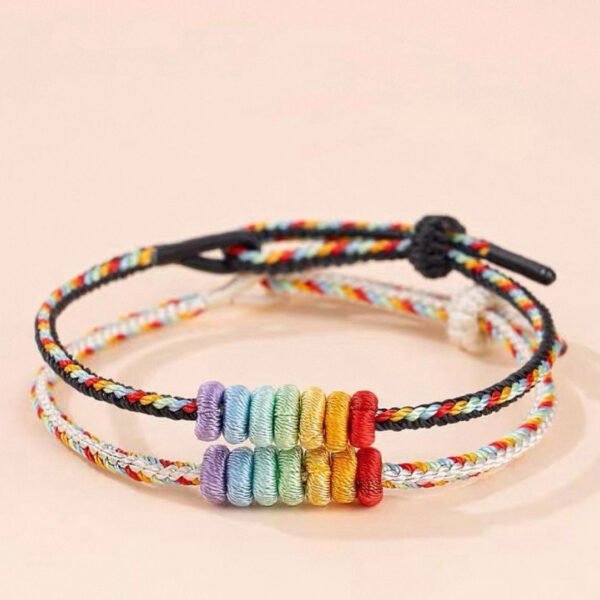 🌈 Rainbow Fortune Bracelet – Handmade Lucky Rope for Couples & Friends 💞