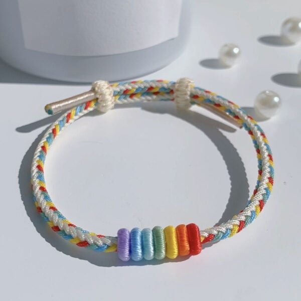 🌈 Rainbow Fortune Bracelet – Handmade Lucky Rope for Couples & Friends 💞