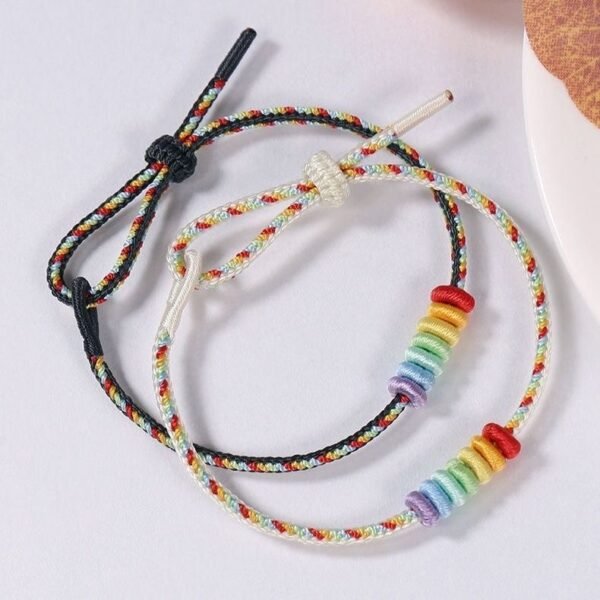 🌈 Rainbow Fortune Bracelet – Handmade Lucky Rope for Couples & Friends 💞