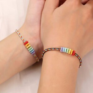 🌈 Rainbow Fortune Bracelet – Handmade Lucky Rope for Couples & Friends 💞