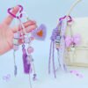 流紫包包挂链4 💜Purple Charm Paracord Keychain – Handmade Fashion Bag Accessory✨