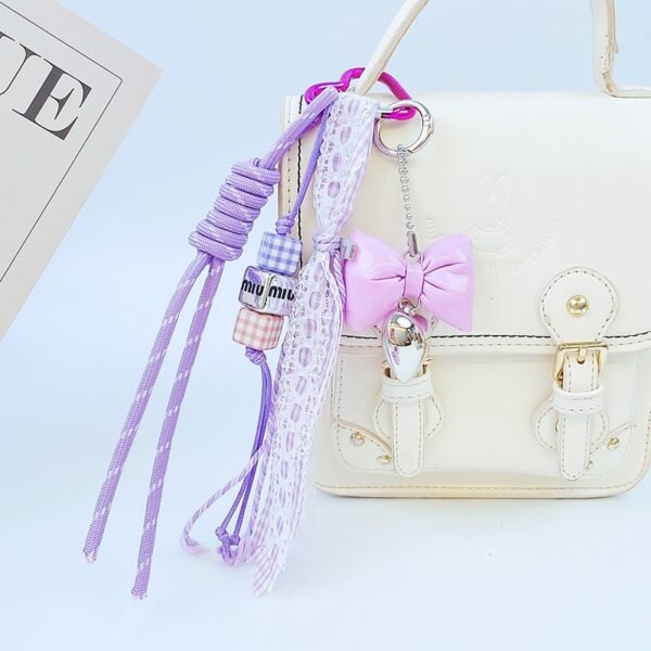 流紫包包挂链6 💜Purple Charm Paracord Keychain – Handmade Fashion Bag Accessory✨